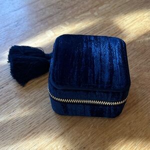 NWT Sezane Blue Velvet Jewelry Case